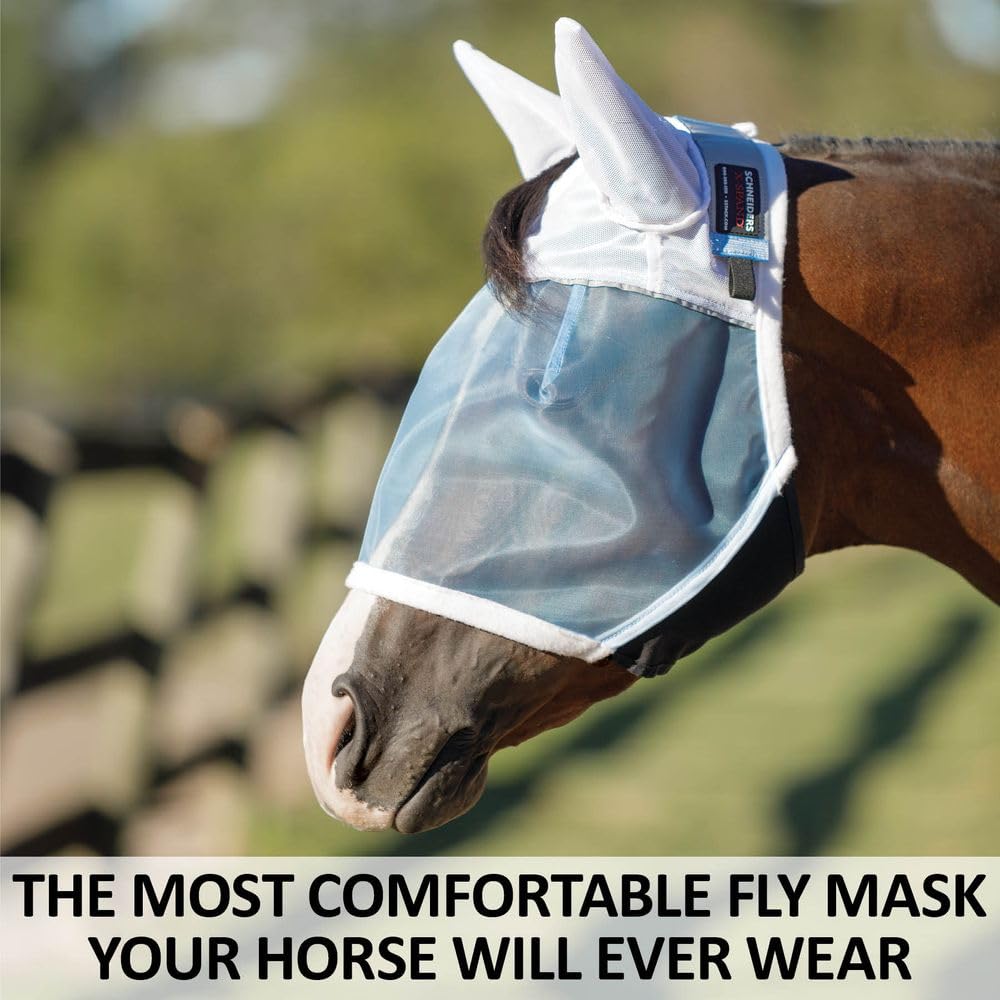Schneiders X-Spand Mosquito Mesh II Fly Horse Masks with Ears | Enhanced Comfort & Visibility | Jaw for Natural Movement | 40% U